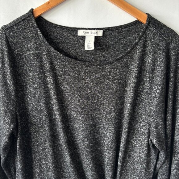 White House Black Market Women's Heathered Ruched Asymmetrical Top Size Large - Picture 2 of 10